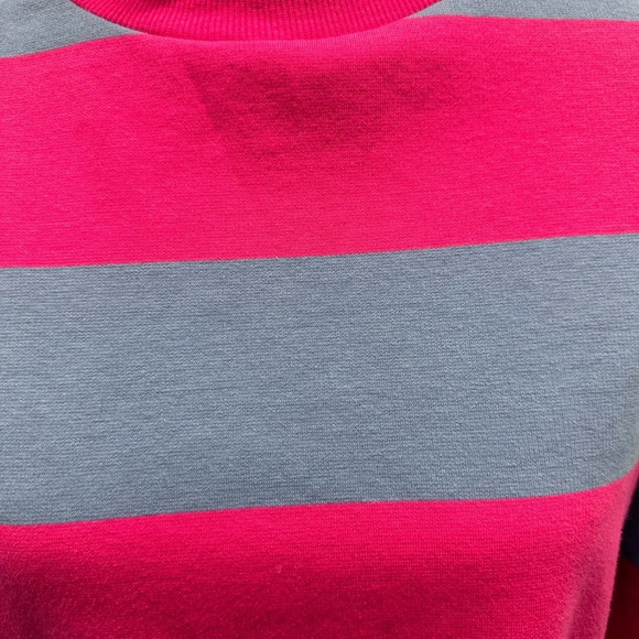DOLAN Pink & Blue Rugby Cropped Mock-Neck Pullover, M - Picture 3 of 6